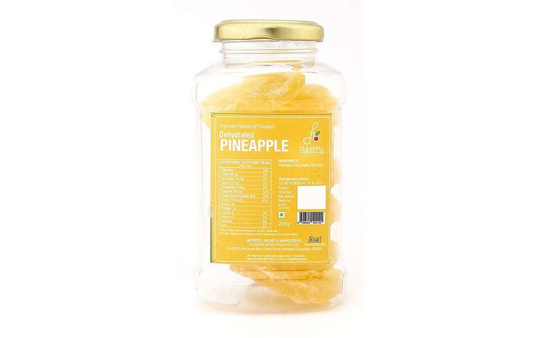 Flyberry Gourmet Dehydrated Pineapple    Plastic Jar  250 grams